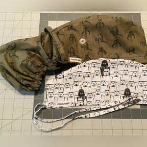 Boba Fett Star Wars scrub cap with pony tail spot